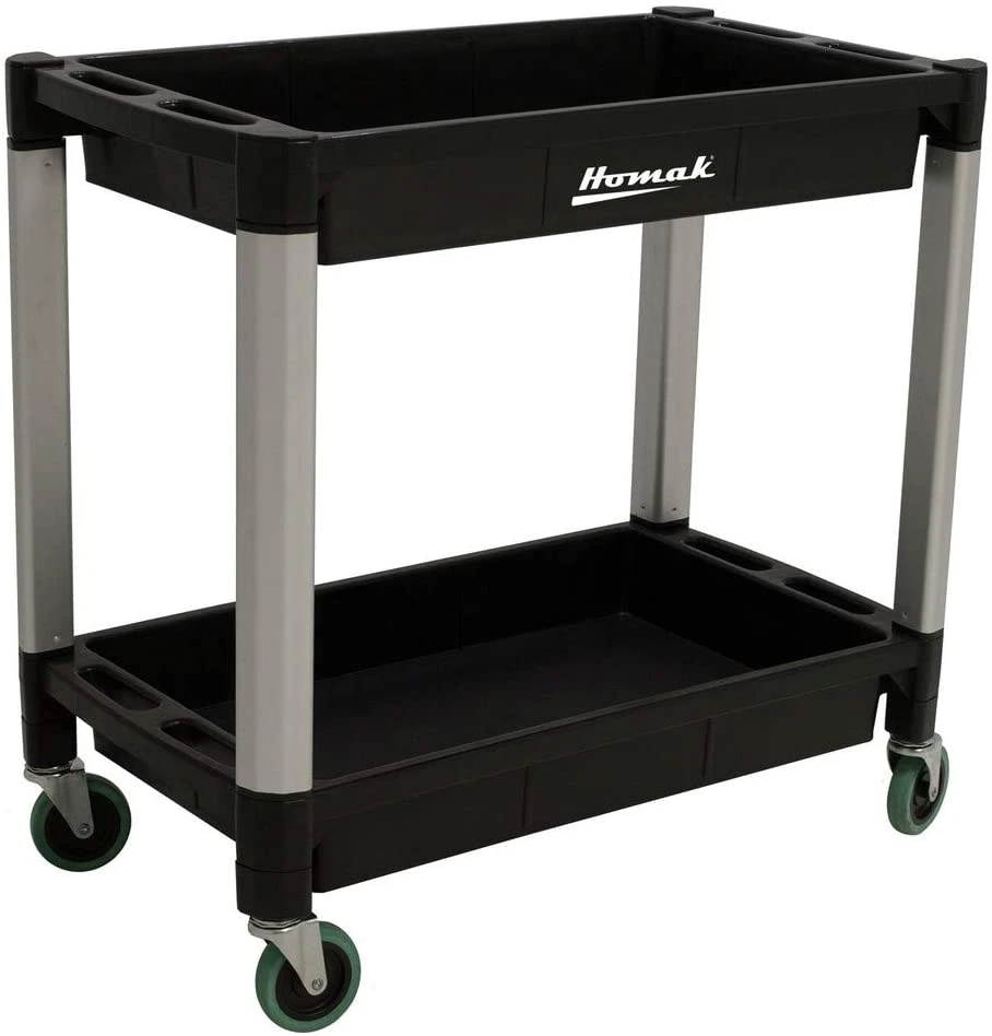 Homak Plastic Service Cart with 2-Level Shelves (PP06032021)