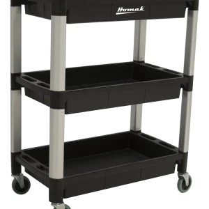 Homak 3-Tier Plastic Service Cart with Wheels (PP06032031)