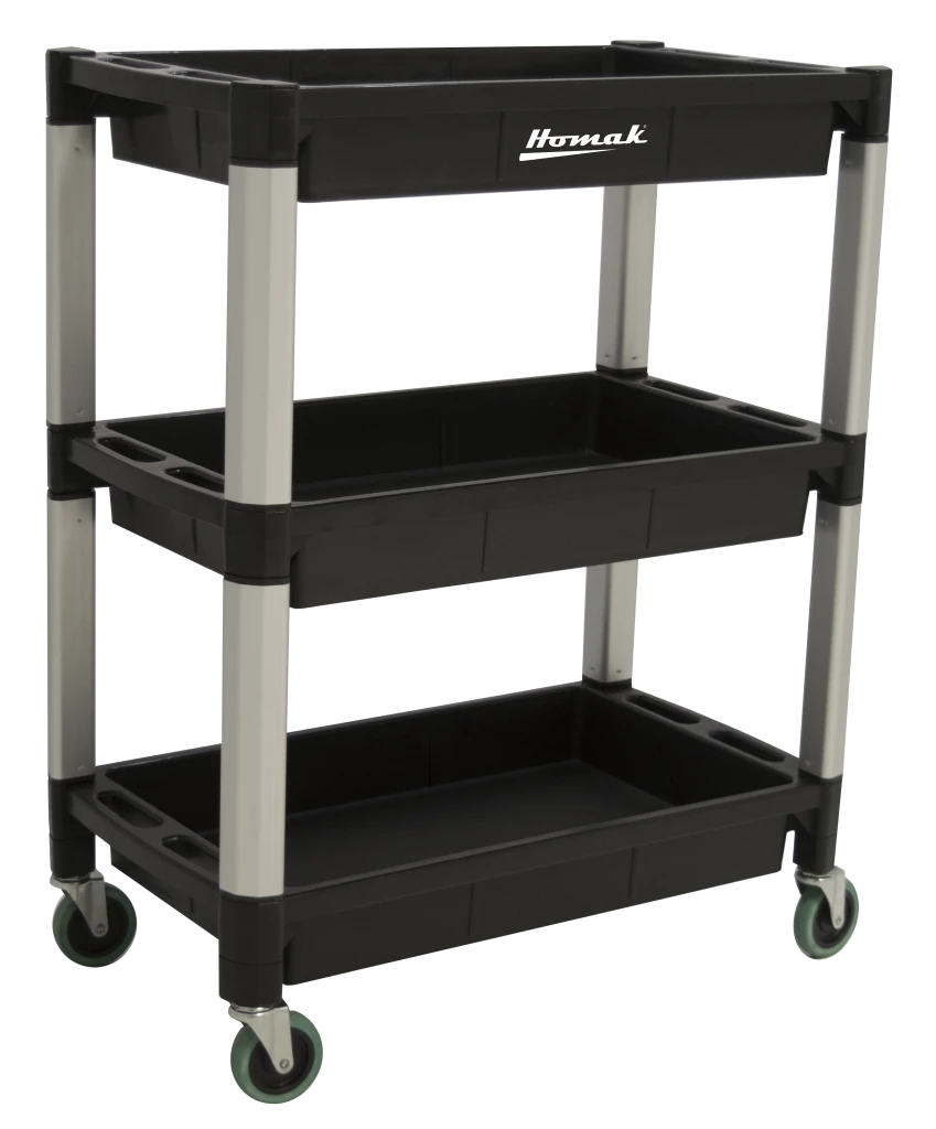 Homak 3-Tier Plastic Service Cart with Wheels (PP06032031)