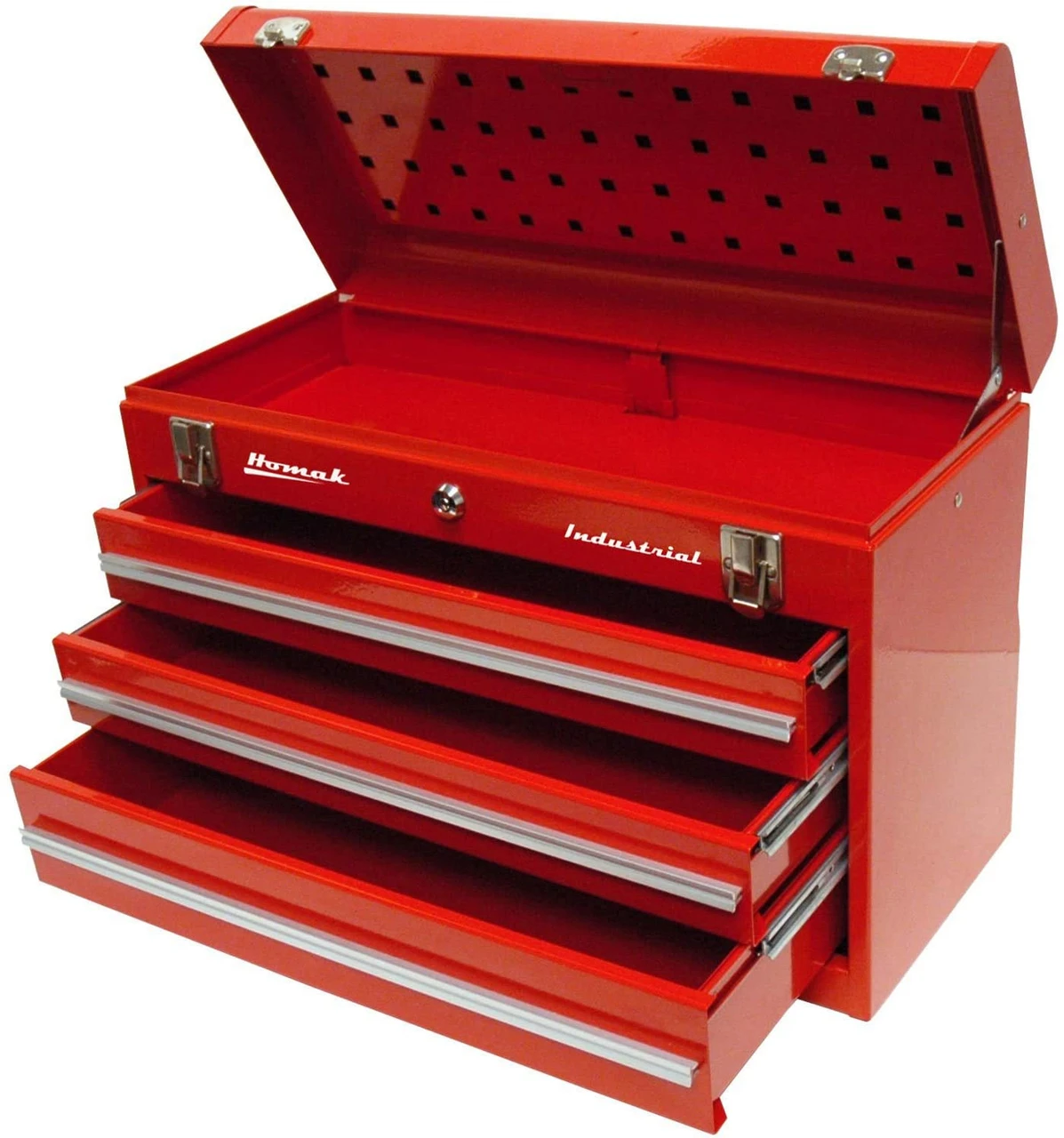 Homak 20-Inch 3-Drawer Friction Toolbox, Red Powder Coat (RD00203200)