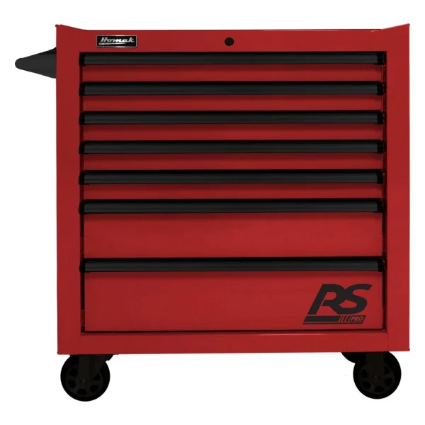 Homak 36 Inch RS PRO 7 Drawer Rolling Cabinet, Red (RD04036070)
