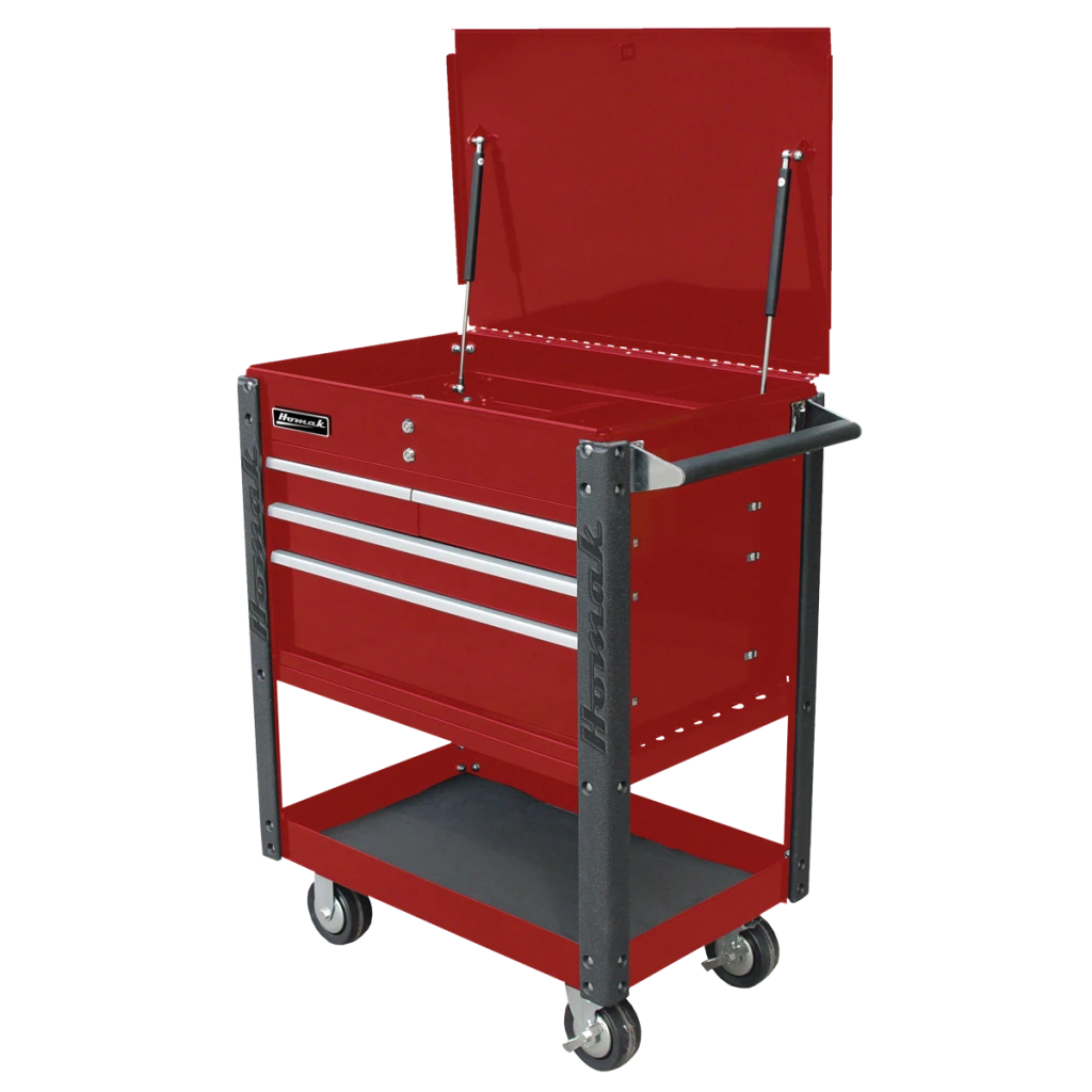 Homak Pro Series 35" Four Drawer Flip Top Service Cart - Red (RD06032000)