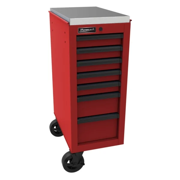Homak 14.5 Inch RS PRO 7-Drawer Side Cabinet, Red (RD08014070)