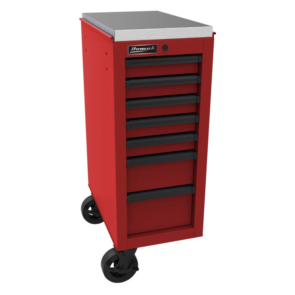 Homak 14.5 Inch RS PRO 7-Drawer Side Cabinet, Red (RD08014070)