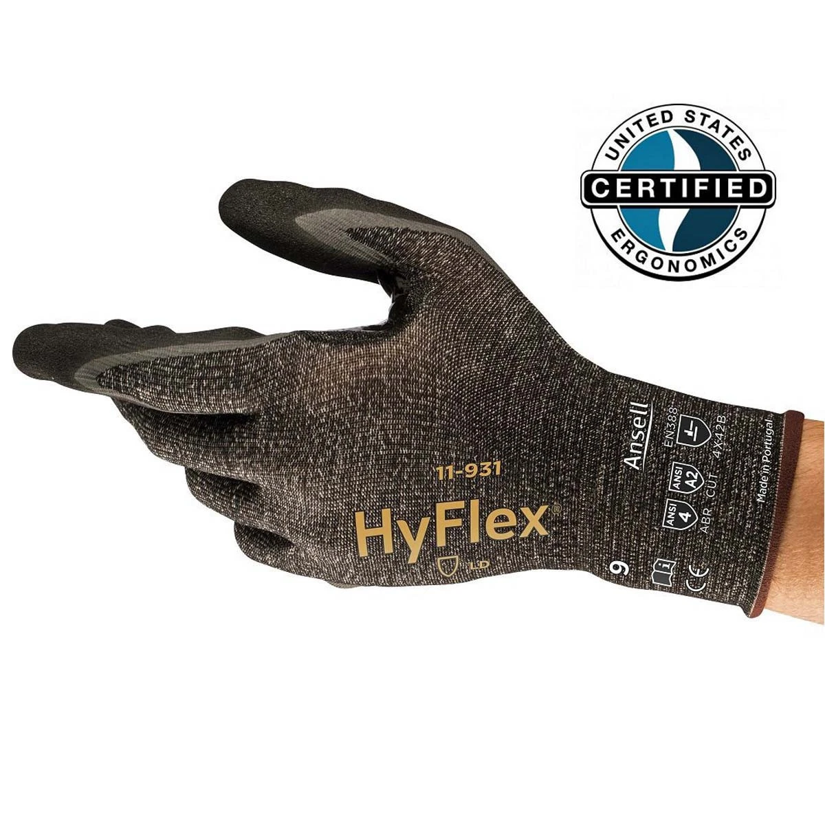 HyFlex Oil & Cut Resistant Knit Gloves With Nitrile Foam Palm Coating (11931110-12) Pack of 12 — product image 3