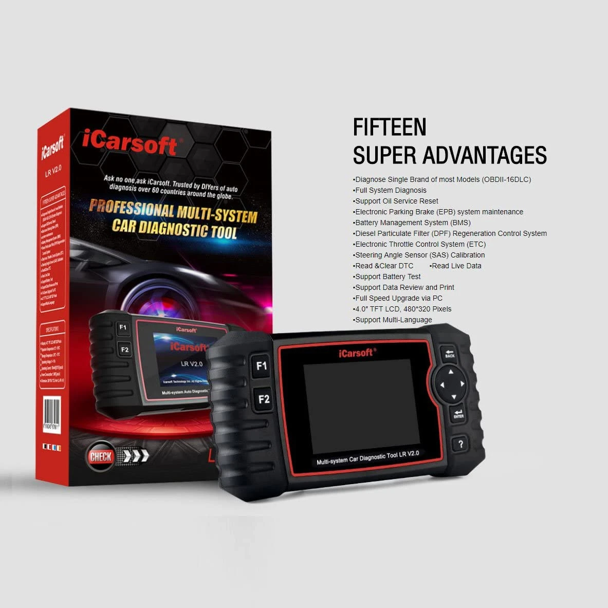 iCarsoft Multi-System Scanner for Jaguar/Land Rover + OBD II (LRV2.0) — product image 4