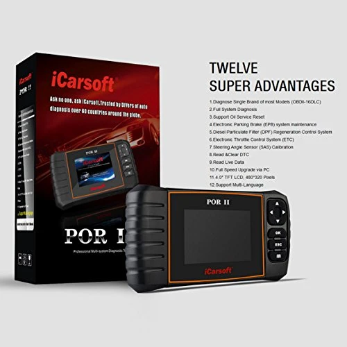 iCarsoft Porsche OBD-II Scanner Tool Multi-Systems ABS SRS (PORII) — product image 2