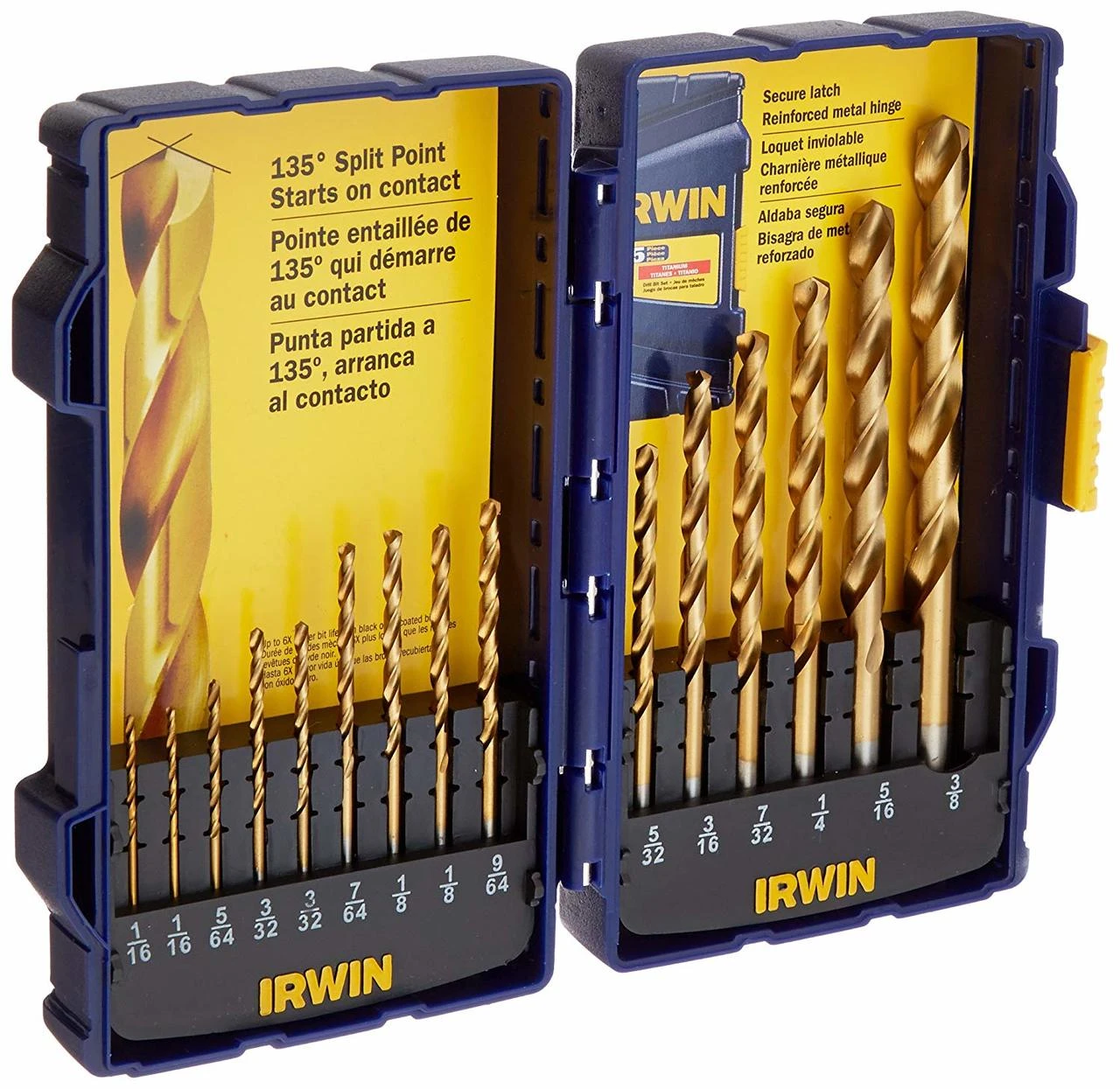Irwin 15-Piece Titanium HSS Fractional Jobber Drill Bit Set (4935607)