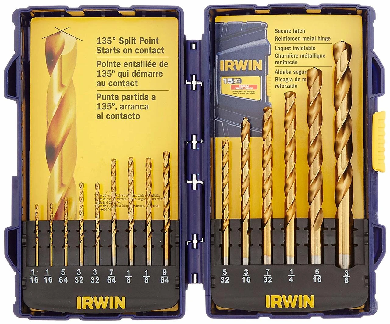 Irwin 15-Piece Titanium HSS Fractional Jobber Drill Bit Set (4935607) — product image 2