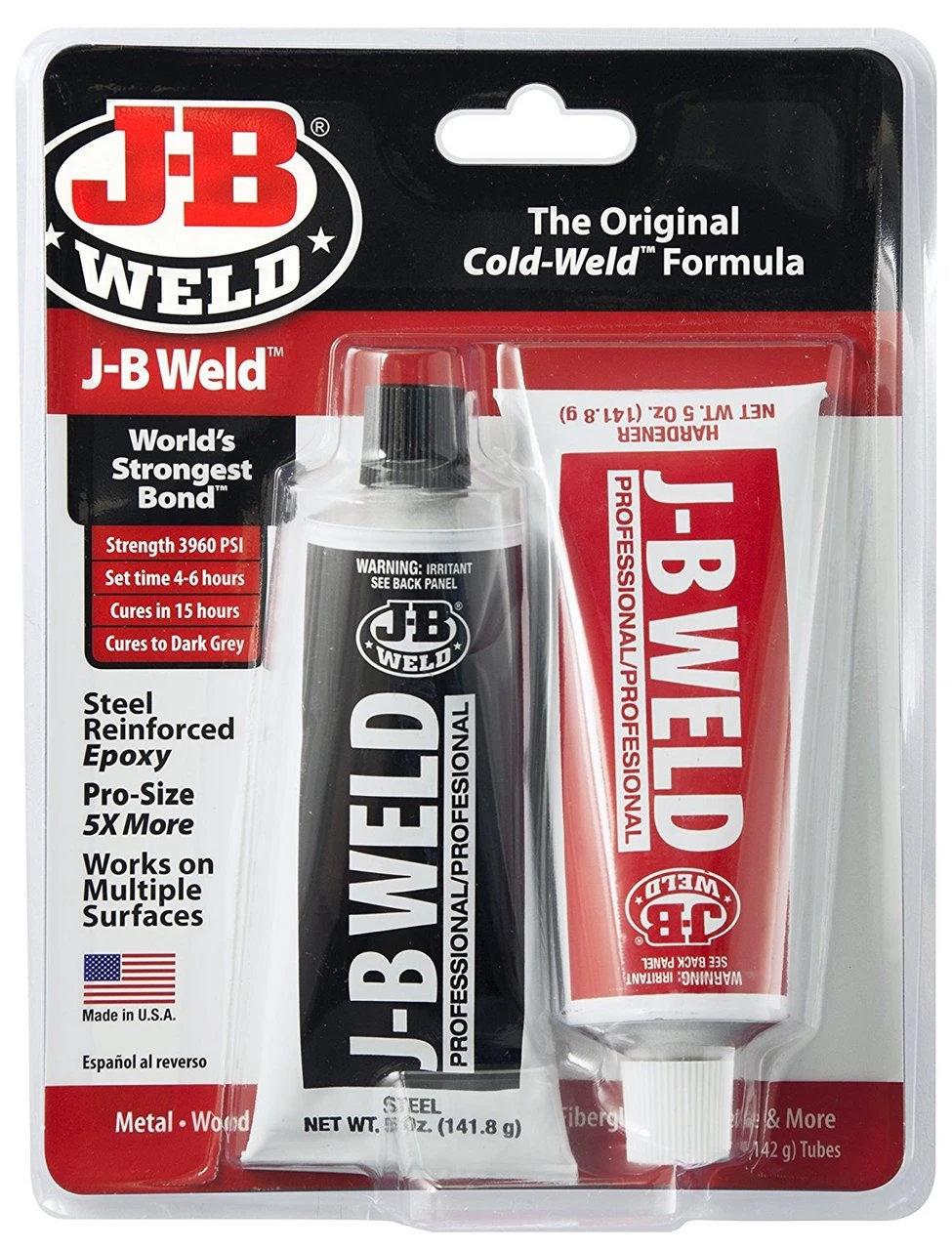 JB Weld 8281 Steel Reinforced Epoxy Pro Size - 5 oz each (8281)