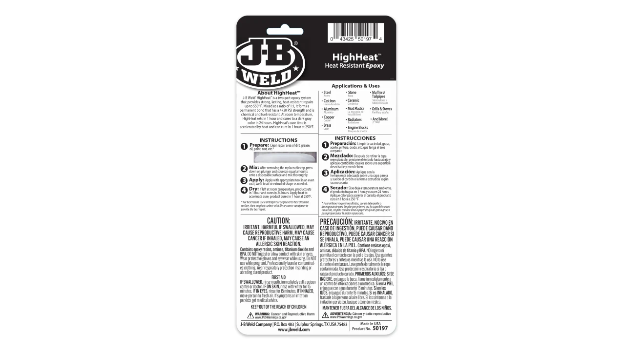 JB Weld High Heat Epoxy Syringe, Dark Grey (50197) — product image 2