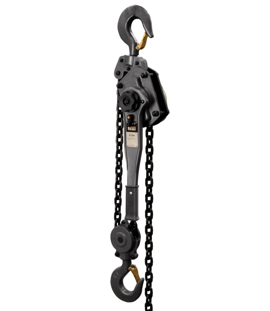 JET lever hoist with two load-chain falls, long handle and lower hook assembly