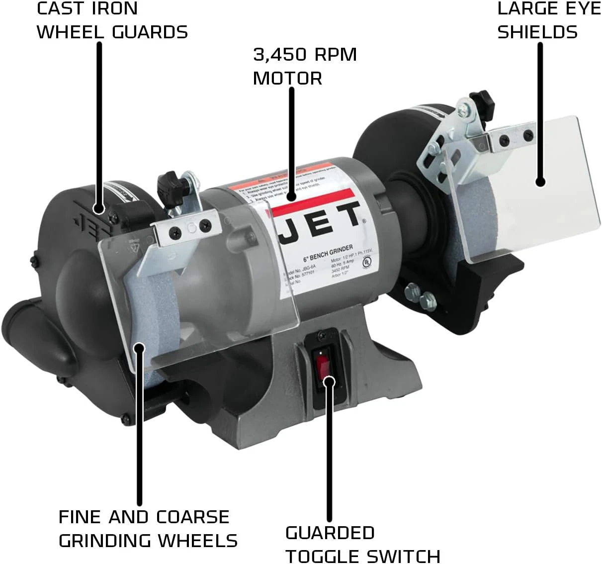 Jet 577101 JBG-6A, 6" Shop Bench Grinder — product image 5