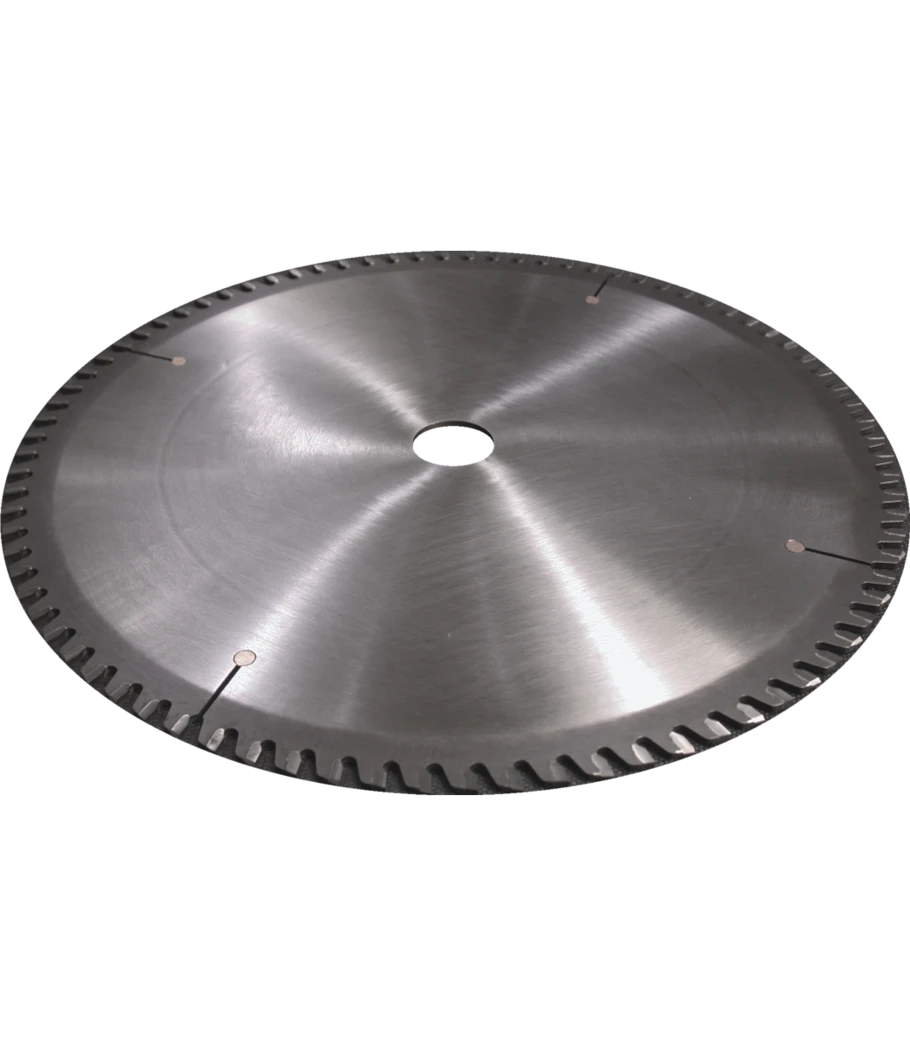 JET 579052 circular saw blade showing its silver face, toothed edge and center bore