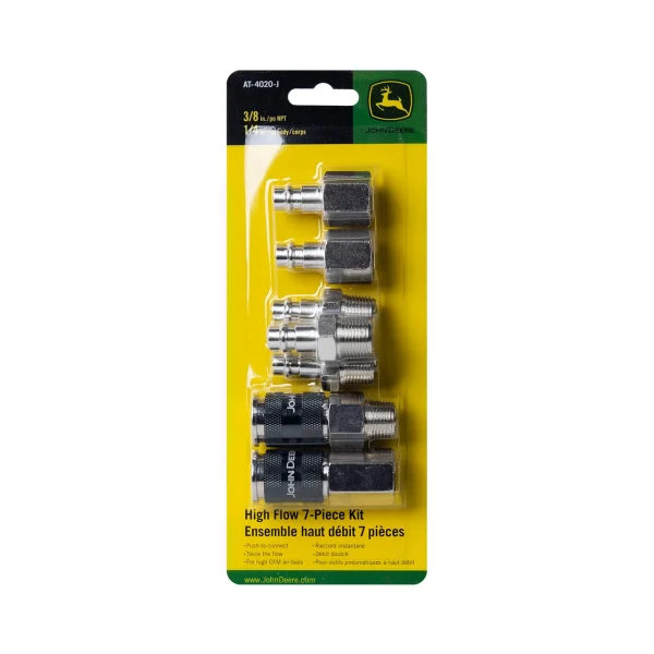 John Deere 7Pc High Flow Coupler Plug Kit - 3/8" NPT, 1/4" Body (A53657FZ-JD)