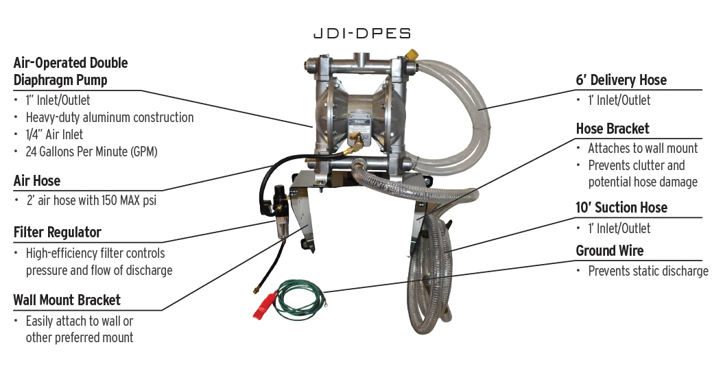 John Dow JDI-DPES Diaphragm Pump Evacuation System Kit