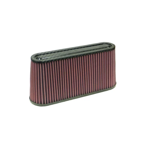 K&N Filters Universal Air Filter - 12"x3-1/2" B x 11"x2-1/2" T x 5-3/4"H - Oval Flange - Carbon Fiber Top (KNNRF-1050)