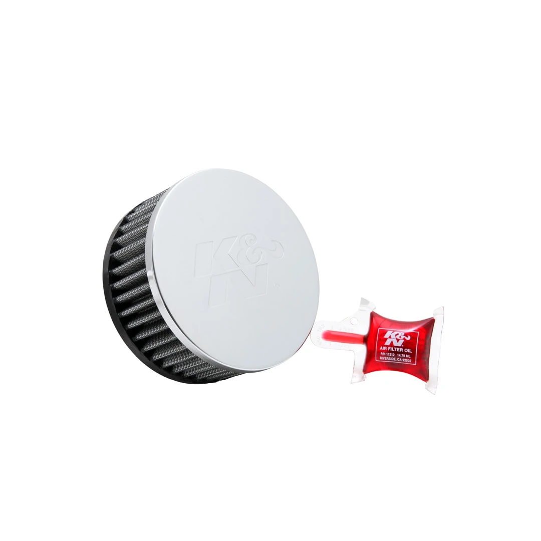 K&N Filters Universal Chrome Air Filter - 2-1/4" O/S FLG x 4-1/2" OD x 2" H (KNNRC-1950)