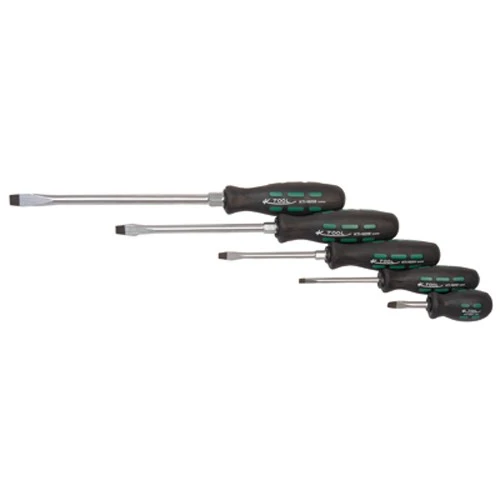 K-Tool 5 Pc Slotted Screwdriver Set, Tri-Grip Handles (16001)