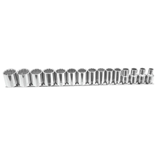 K-Tool 3/8" Drive 15-Pc 12-Point Metric Socket Set on Rail (27501)