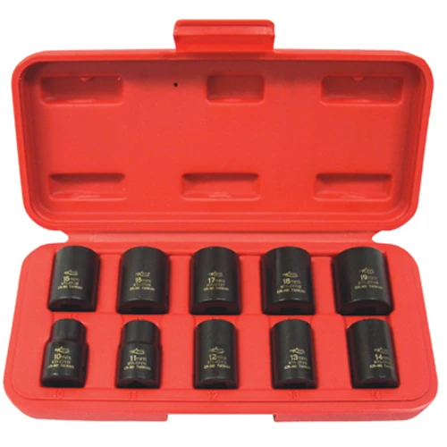 K Tool International 3/8" Drive 10‑Pc Impact Socket Set (37100)