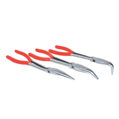 K Tool 3-Pc 11" Needle Nose Pliers Set w/Pouch, Angled Tips (51103)