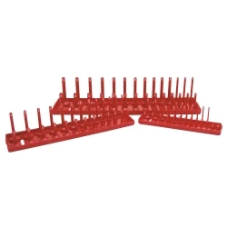 K Tool 3-Piece SAE Red Socket Holder Set – 1/4", 3/8", 1/2" (72470)