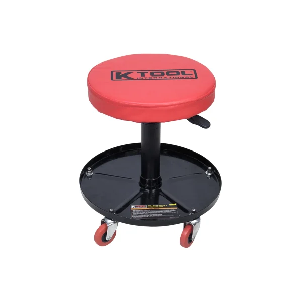 K Tool Adjustable Rolling Mechanic Seat Black/Red (74971)