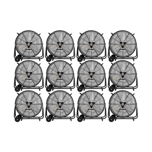 K Tool Belt Drive Drum Fan 24" w/ Wheels, 12 Units (77741-PL12)