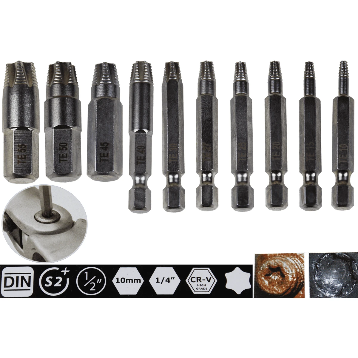 K Tool Damaged Torx Screw Extractor Set 11‑Piece (BTK42‑11TS) — product image 2
