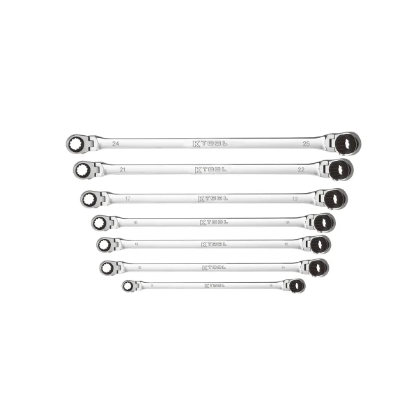 K Tool 7 Pc Double Box Spline Reversible Ratchet Set Metric (DBM10DBM4)