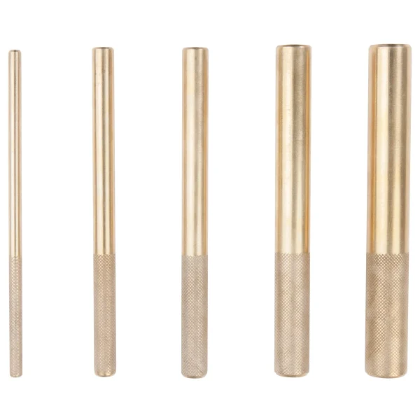 K Tool Brass Drift Punch Set 5-Piece 5-3/4" Length (DFP-5B-ST)