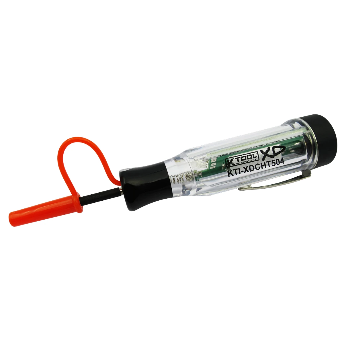 K Tool transparent cordless circuit tester with orange tip protector