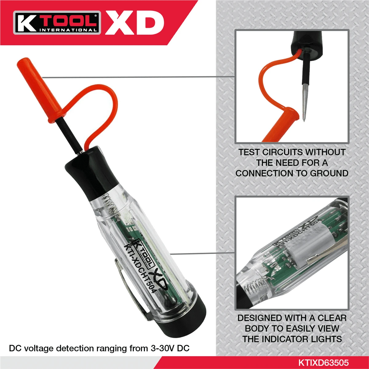 K Tool Dual Polarity Cordless DC Circuit Tester 3–30V (CHT504) — product image 5