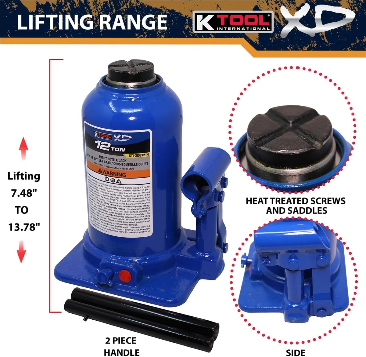 K Tool Hydraulic Bottle Jack 24,000 Lb Capacity Blue (XD63214) — product image 5