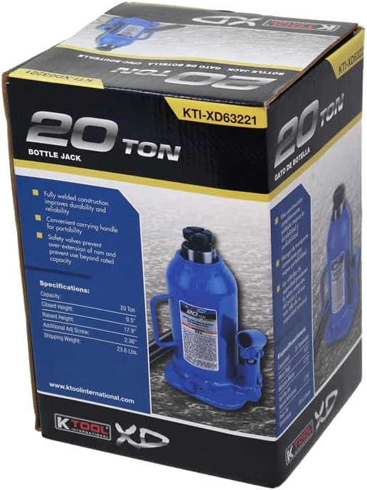 K Tool Hydraulic Bottle Jack 22 Ton, Blue (XD63221) — product image 3