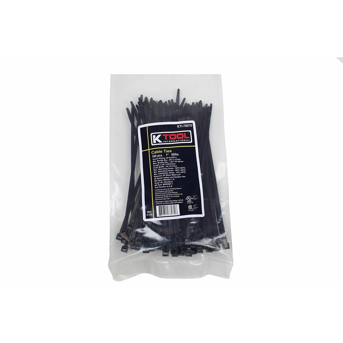 K Tool Nylon Wire Tie Black 14" 50 lb Tensile 100-Pack (78140) — product image 4