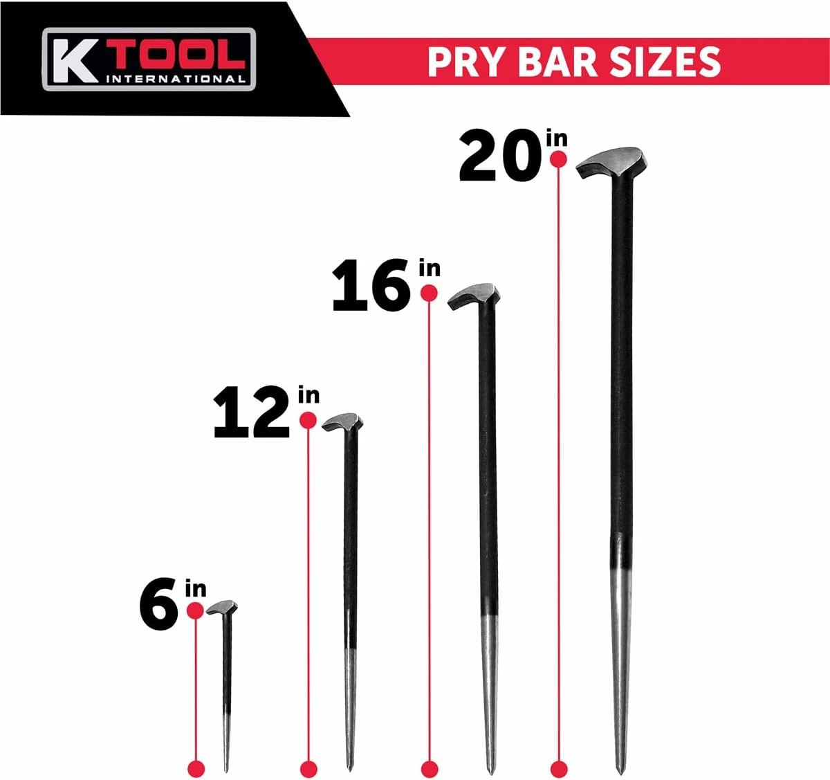 K Tool Pry Bar Set Rolling Head w/ Case, 4 Pc (71600) — product image 4