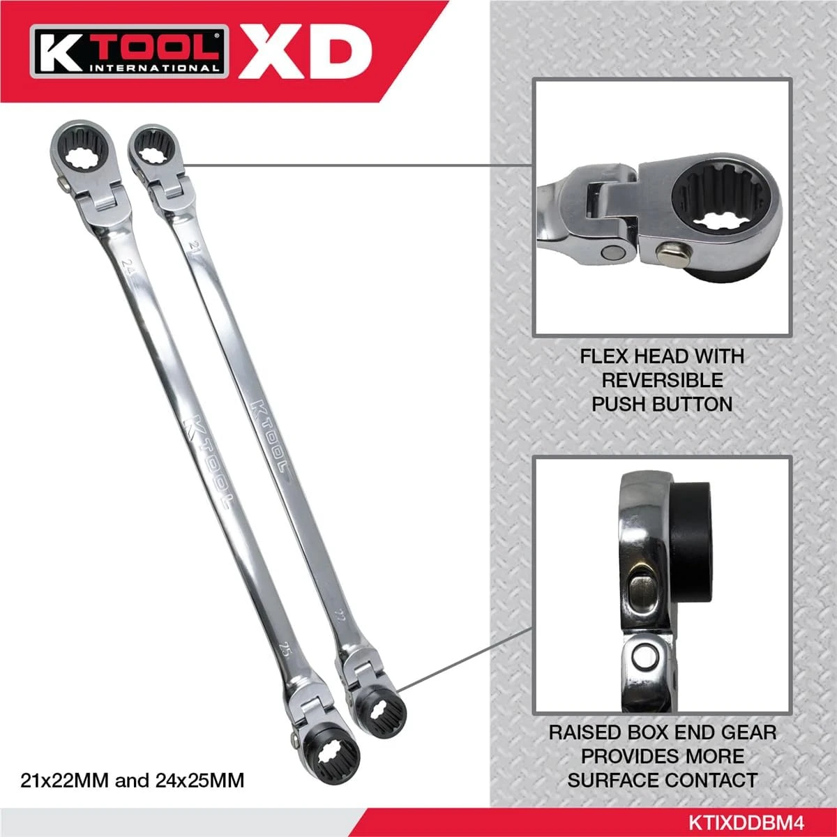 K Tool Reversible Ratchet Wrench Set, 2-Pack, 90T, Flex Head (XDDBM4) — product image 2