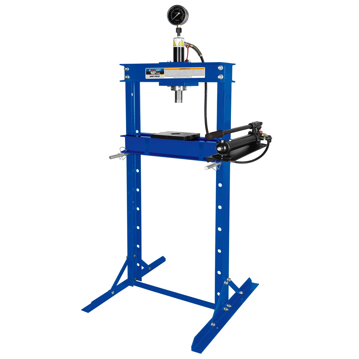 K Tool 12 Ton Manual Hydraulic Shop Press with Gauge (HJ0803CEB)