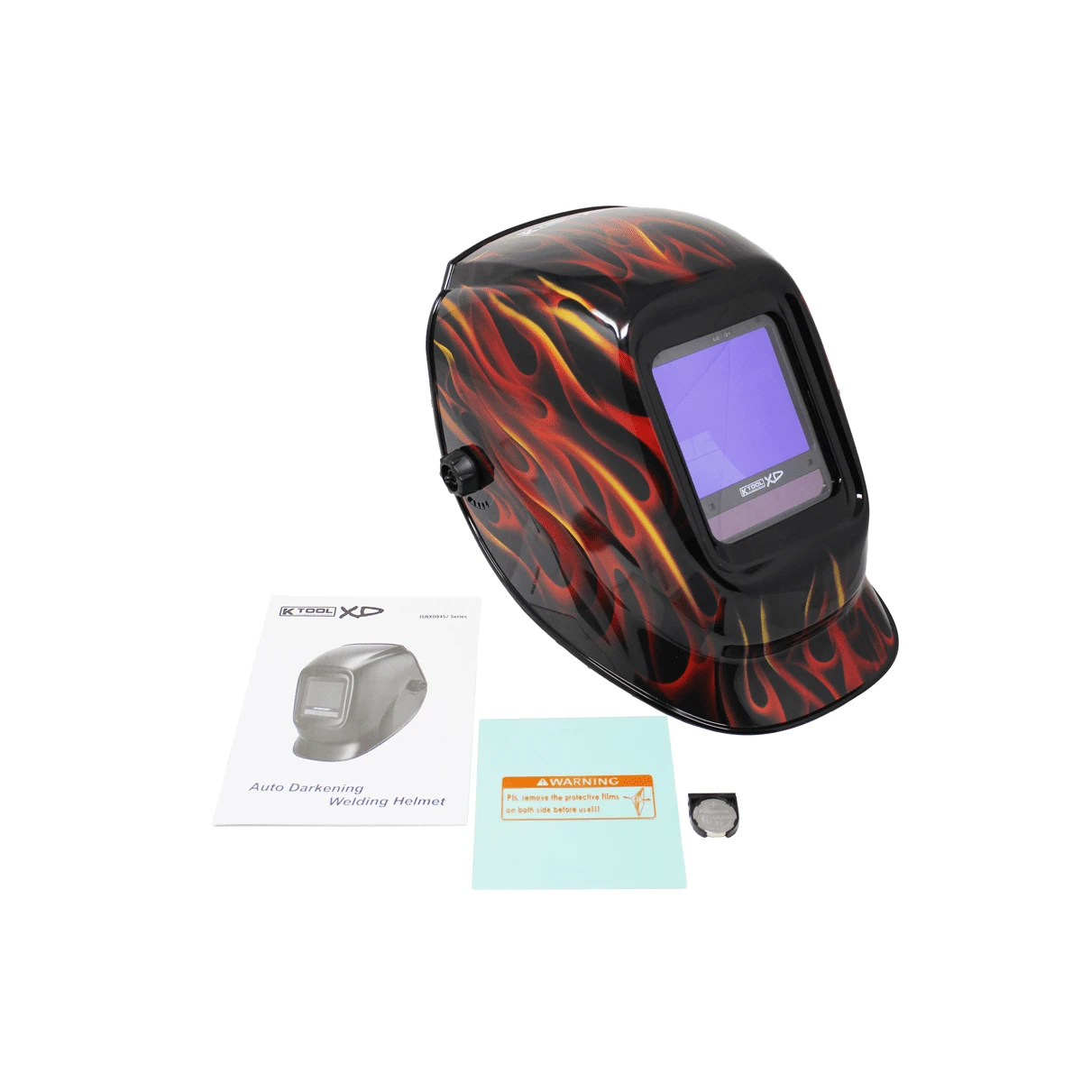 K Tool Red Flame Welding Helmet, Auto Darkening (ISNXD8457) — product image 2