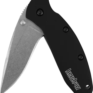Kershaw Black Scallion Pocket Knife w/Stonewash Finish (1620SWBLK)