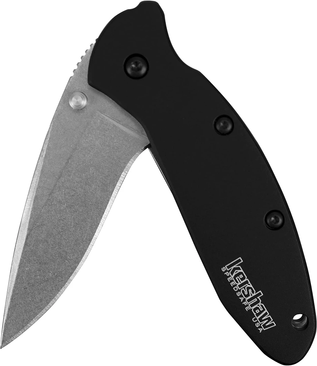 Kershaw Black Scallion Pocket Knife w/Stonewash Finish (1620SWBLK)