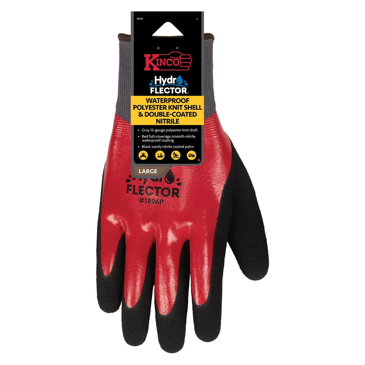 Kinco Large Polyester Knit Shell DoubleCoated Nitrile Gloves (1896P-L) — product image 2