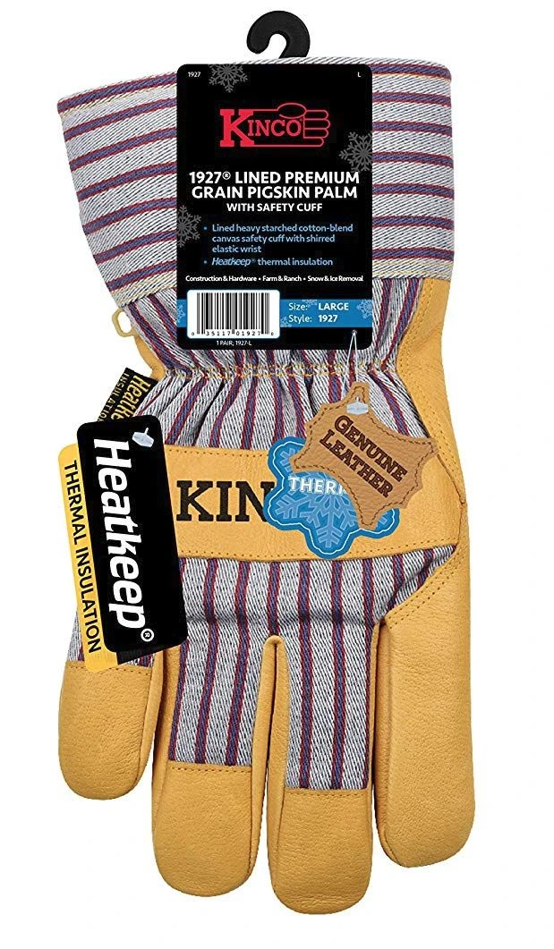 Kinco Large Lined Grain Pigskin Palm Gloves w/Safety Cuff (1927-L) — product image 3