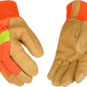 Kinco Lined HiVis M Orange Waterproof Pigskin Gloves w/KW (1938KWP-M)
