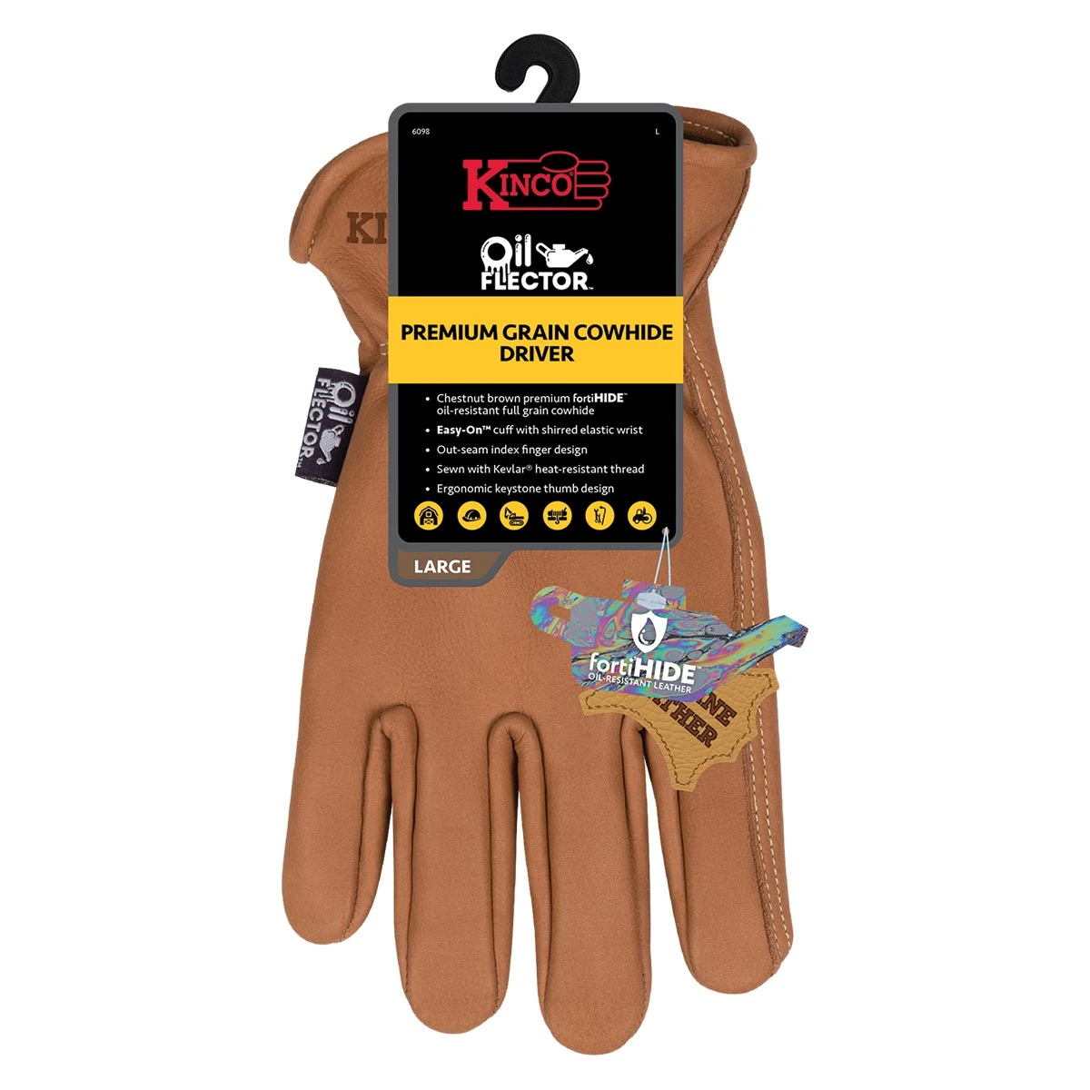 Kinco Oil Flector Large Premium Grain Cowhide Driver Gloves (6098-L) — product image 2