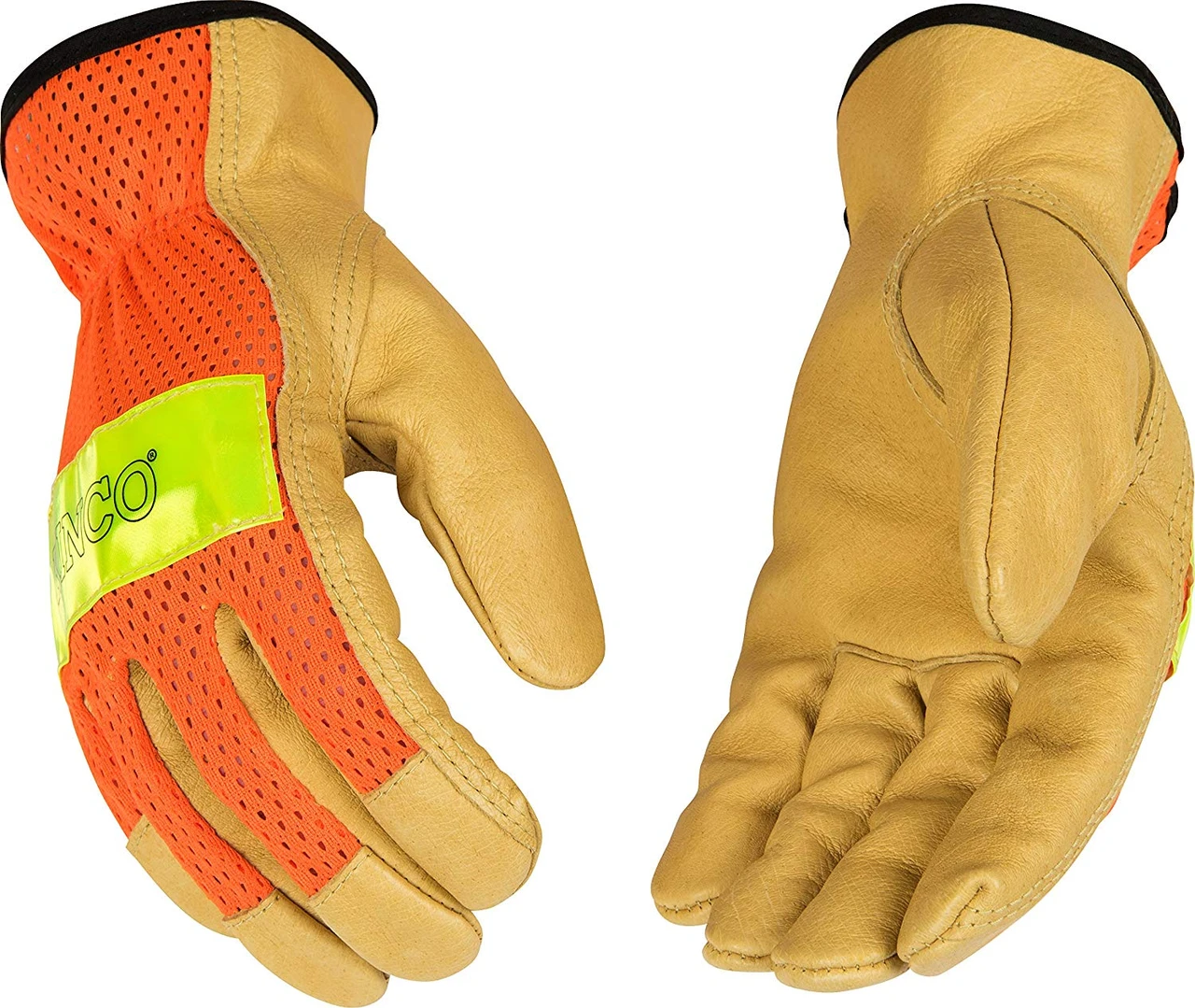 Kinco Large Hi-Vis Orange Mesh & Grain Pigskin Palm Gloves (909-L)