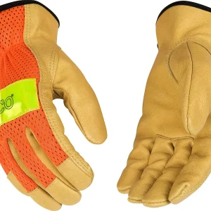 Kinco Medium Hi-Vis Orange Mesh & Grain Pigskin Palm Gloves (909-M)