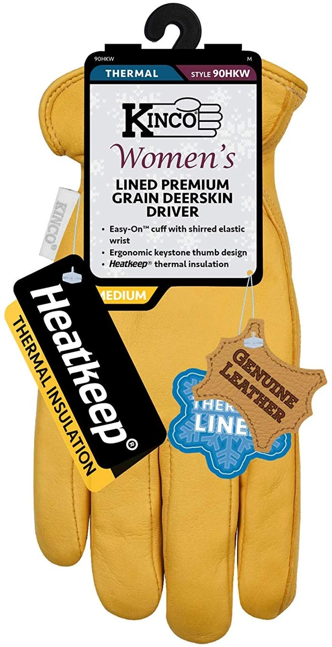 Kinco Women's Medium Lined Grain Deerskin Driver Gloves (90HKW-M) — product image 3